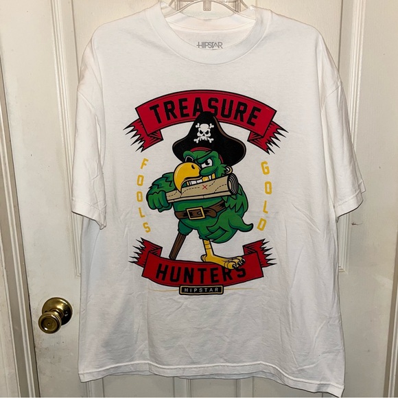 HIPSTAR Men’s Short Sleeve Treasure Hunters Parrot Pirate T-shirt. Sz XL. - Picture 1 of 4